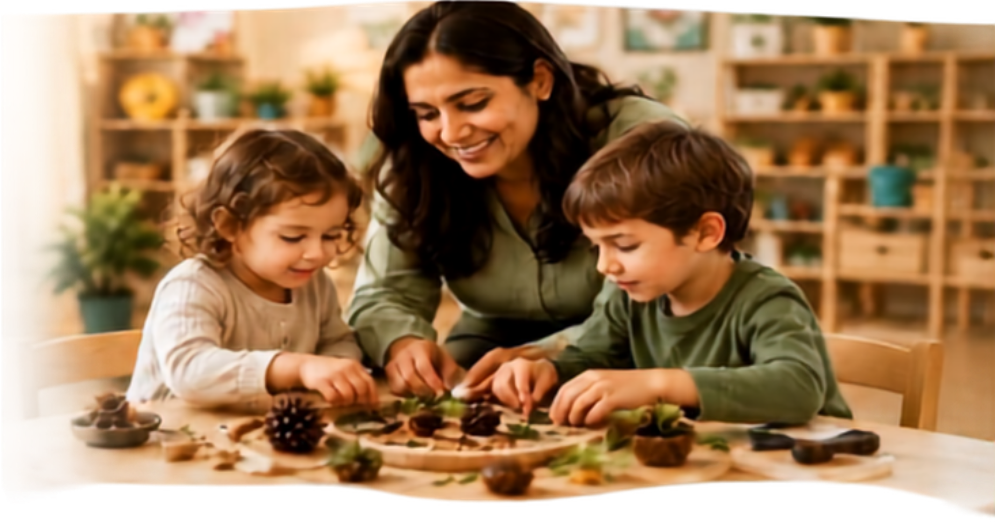 Shivani playing with children at the table